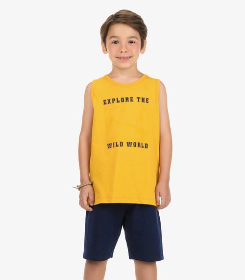 Conjunto Bermuda com Regata Menino Rovi Kids Amarelo