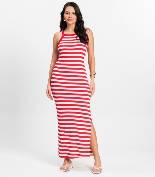 Vestido Midi Feminino em Ribana de Viscose Rovitex Vermelho