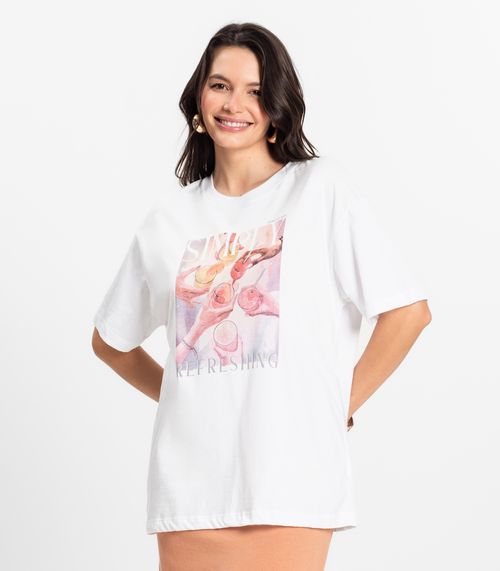 Camiseta Feminina em Meia Malha Rovitex Branco