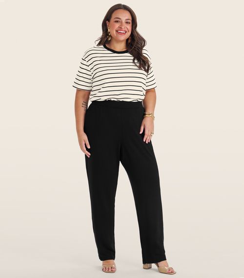 Calça Feminina Plus Size Em Molecotton Secret Glam Preto