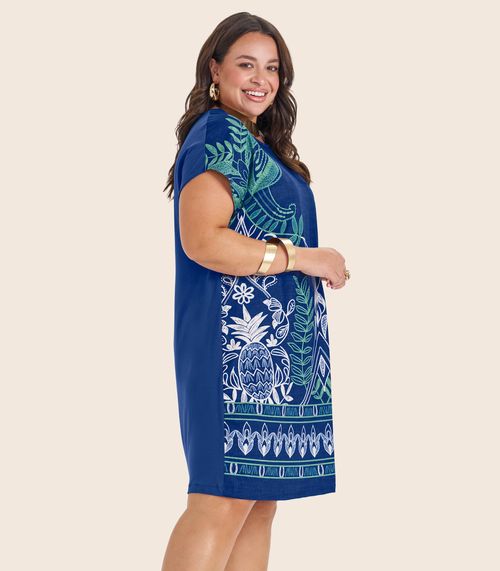 Vestido Curto Plus Size Secret Glam Azul