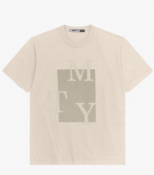 Camiseta T-Shirt Manga Curta em Meia Malha Minty Bege