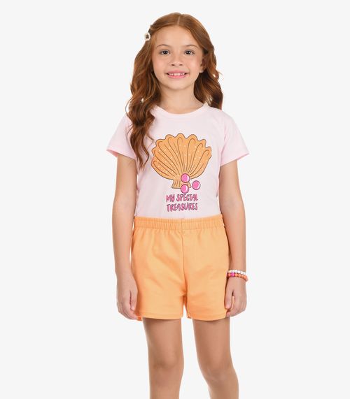 Conjunto Blusa com Shorts Menina Rovi Kids Rosa