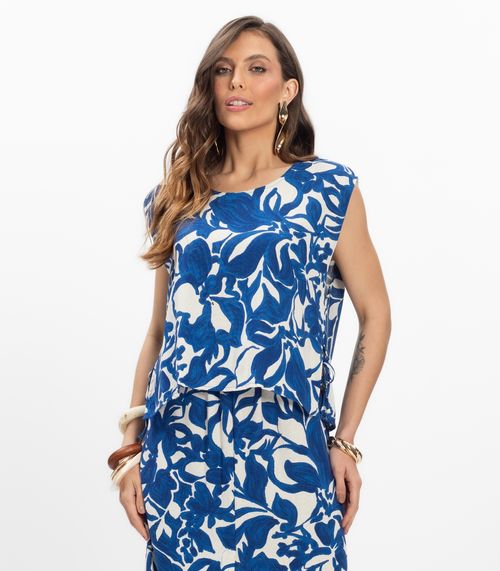 Regata em Linho Feminina Endless Azul