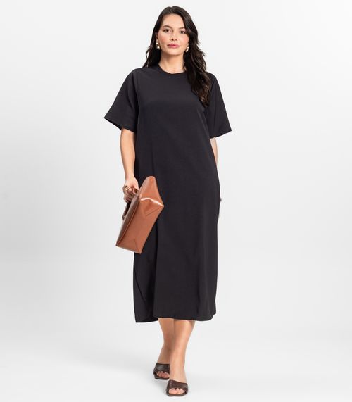 Vestido Feminino Midi em Twill Cey Rovitex Preto