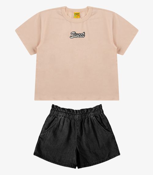 Conjunto Blusa com Shorts Menina Rovi Kids Rosa