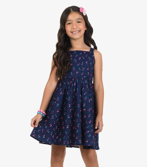 Vestido em Popeline Rovi Kids Azul