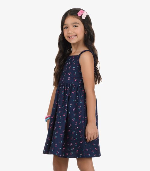 Vestido em Popeline Rovi Kids Azul