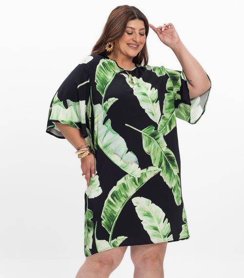 Vestido Feminino Plus Size Curto Secret Glam Preto