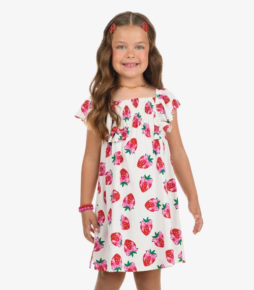Vestido em Meia Malha Menina Rovi Kids Bege