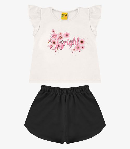Conjunto Blusa com Shorts Menina Rovi Kids Bege