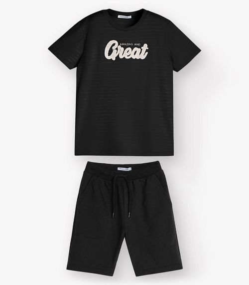 Conjunto Camiseta com Bermuda Menino Trick Nick Preto
