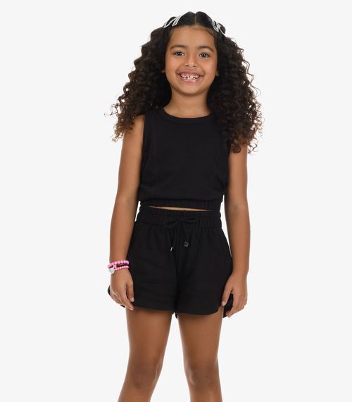 Conjunto Regata Com Shorts Malhão Fruit Rovi Kids Preto
