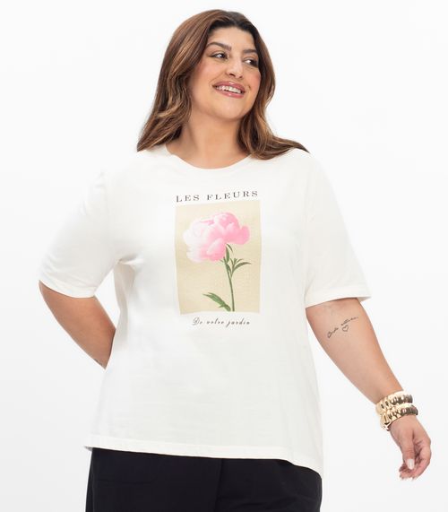 Blusa Manga Curta Feminina Plus Size Secret Glam Bege