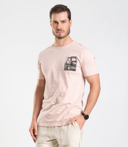 Camiseta Masculina Meia Malha Diametro Rosa