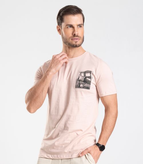 Camiseta Masculina Meia Malha Diametro Rosa