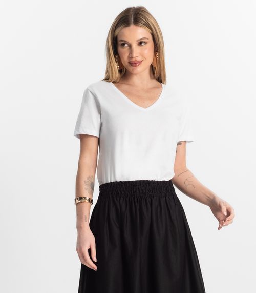 Blusa Básica Feminina Meia Malha Rovitex Branco