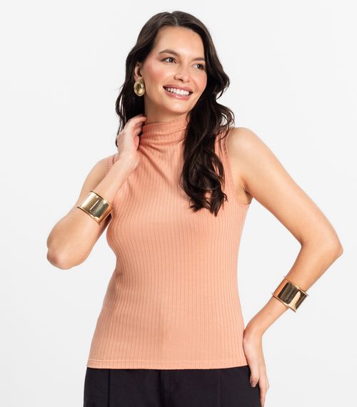 Blusa em Ribana Canelada Rovitex Marrom