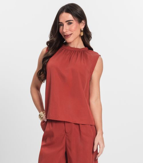 Regata Feminina Curta Com Gola Endless Marrom