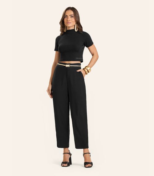Calça Pantalona em Viscose Double Feminina Endless Preto