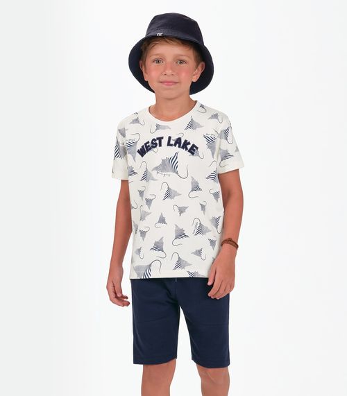 Conjuto Menino Trick Nick Camiseta Com Bermuda Bege