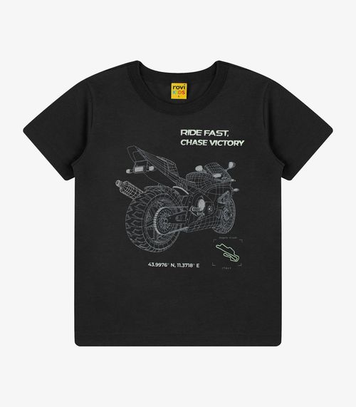 Camiseta Meia Malha Menino Rovi Kids Preto