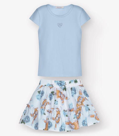 Conjunto Blusa com Saia Menina Trick Nick Azul