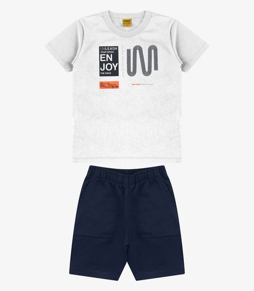 Conjunto Camiseta com Bermuda Menino Rovi Kids Branco