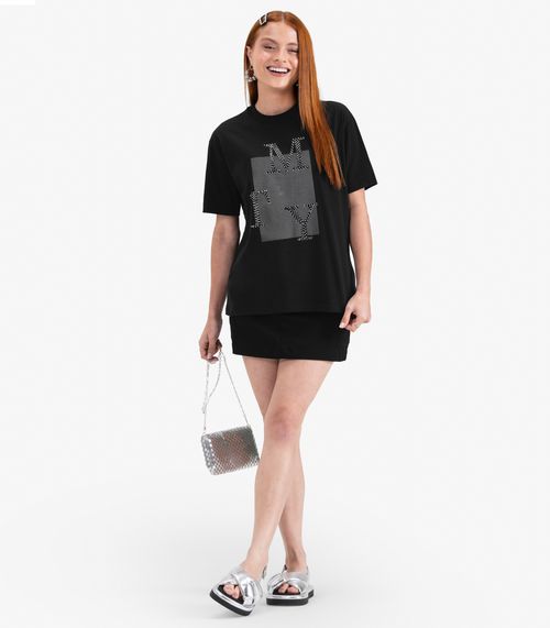 Camiseta T-Shirt Manga Curta em Meia Malha Minty Preto