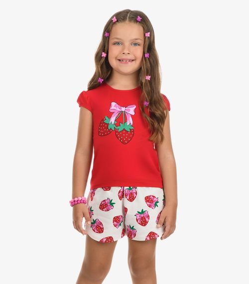 Conjunto Blusa com Shorts Menina Rovi Kids Vermelho