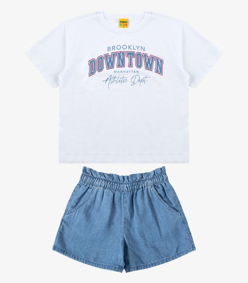 Conjunto Blusa com Shorts Menina Rovi Kids Branco