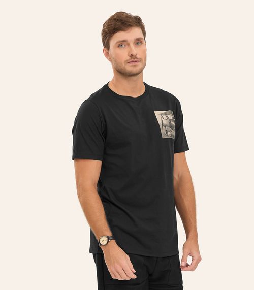 Camiseta Masculina Meia Malha Diametro Preto