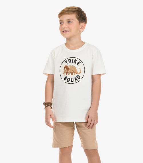 Conjunto Camiseta com Bermuda Menino Rovi Kids Bege