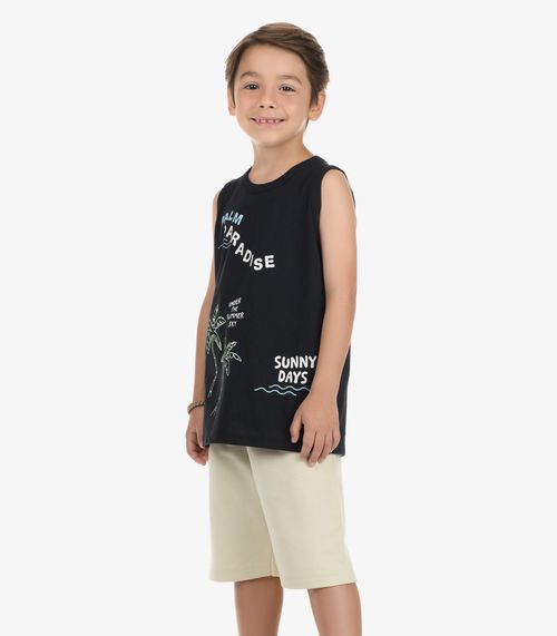 Conjunto Regata com Bermuda Menino Rovi Kids Preto