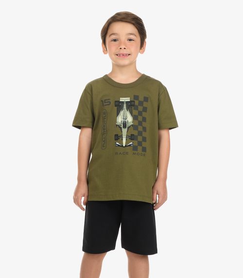 Conjunto Camiseta com Bermuda Masculino Rovi Kids Verde