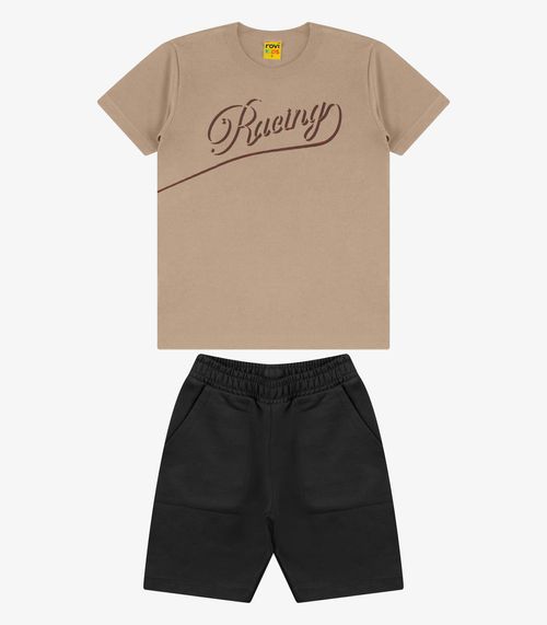Conjunto Camiseta com Bermuda Menino Rovi Kids Marrom