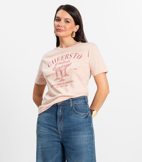 T- shirt Feminino em Meia Malha Rovitex Rosa