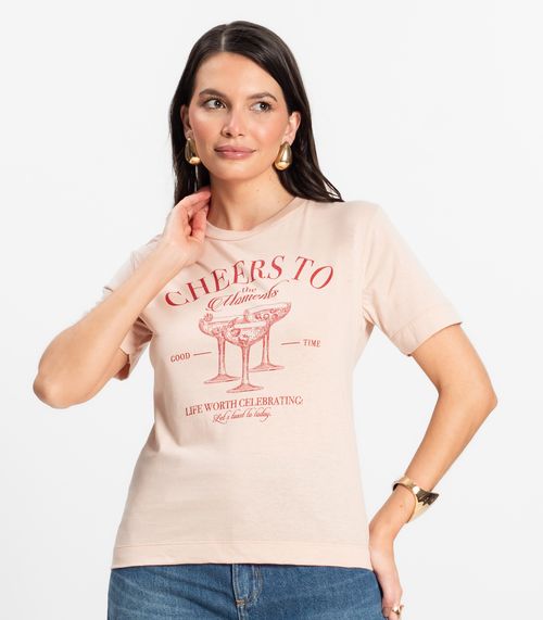 T- shirt Feminino em Meia Malha Rovitex Rosa