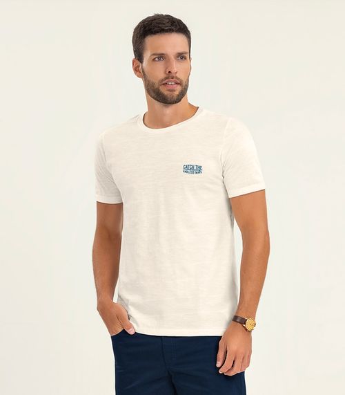 Camiseta Masculina Malha Maquinetada Diametro Bege