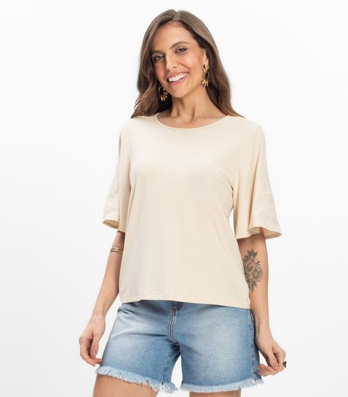 Blusa Viscose Creponada Feminina Endless Bege