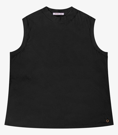 Regata em Ribana Feminina Plus Size Secret Glam Preto