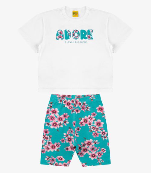 Conjunto Blusa Com Ciclista Meia Malha Rovi Kids Branco