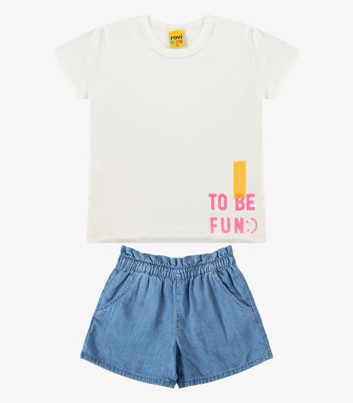 Conjunto Blusa com Shorts Menina Rovi Kids Bege