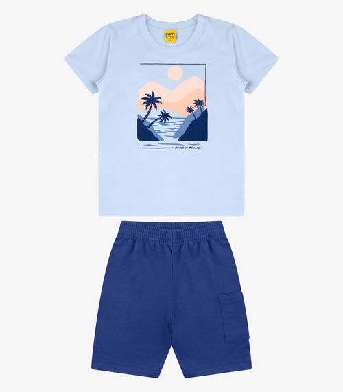 Conjunto Camiseta com Bermuda Menino Rovi Kids Azul