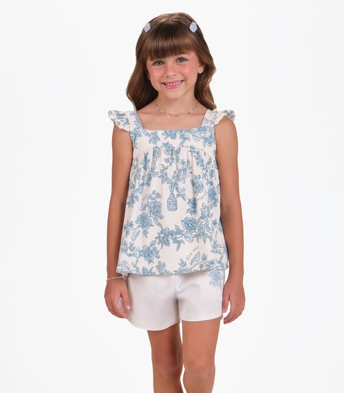 Conjunto Bata com Shorts Menina Trick Nick Azul