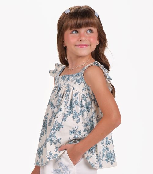 Conjunto Bata com Shorts Menina Trick Nick Azul