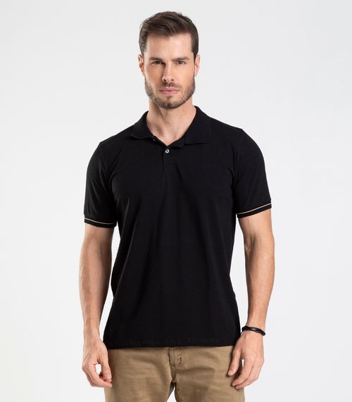 Polo em Cotton Leve Masculina Diametro Preto