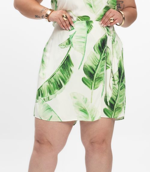 Shorts Saia Feminino Plus Size Secret Glam Bege