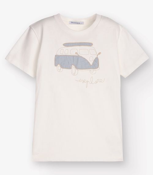 Camiseta Menino em Meia Malha Trick Nick Bege