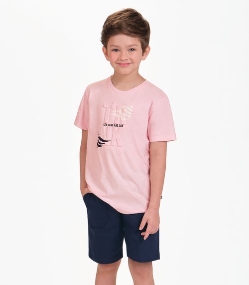 Conjunto Camiseta com Bermuda Menino Trick Nick Rosa